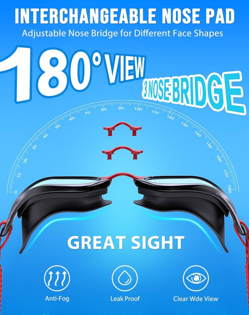 Vegemono Swim Goggles, Unisex Adult Swimming Goggles Anti Fog Anti UV No Leakage Wide View for Men Women Youth - Image 2